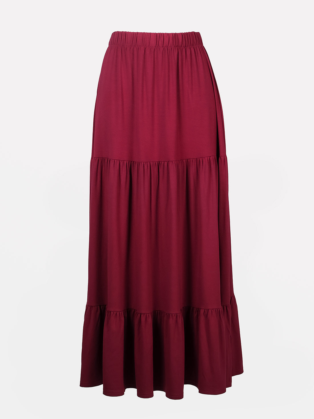 Oblivion Burgundy Ruffled Maxi Skirt