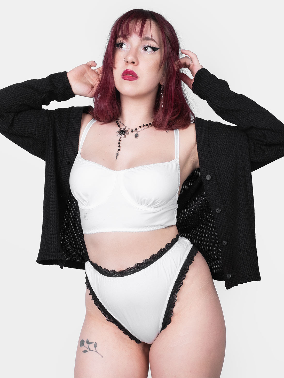 Charm White Organic Cotton White High Leg Panties