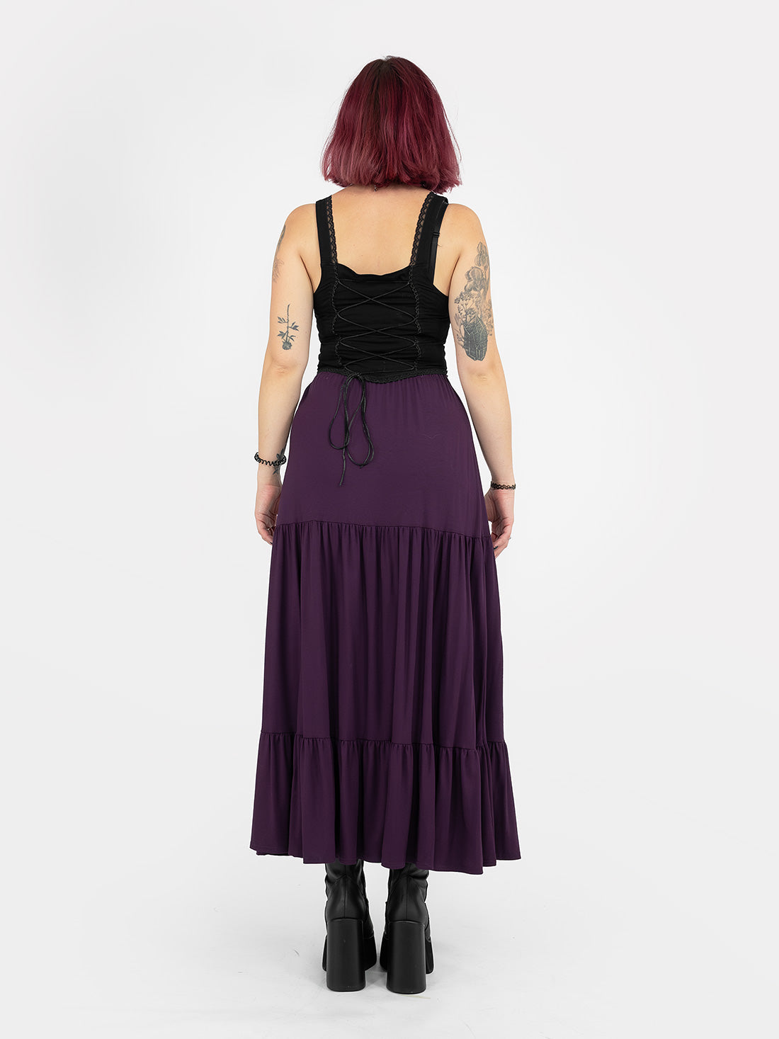 Purple Oblivion Ruffled Maxi Skirt