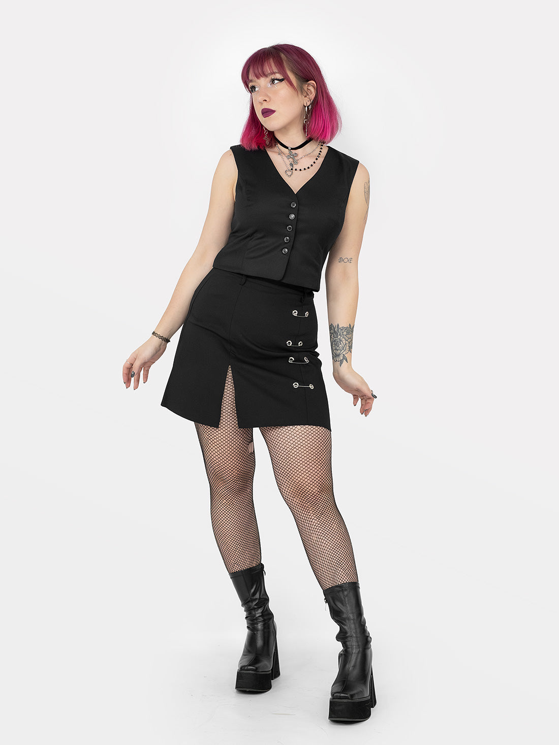 Courtney Safety Pins Mini Skirt