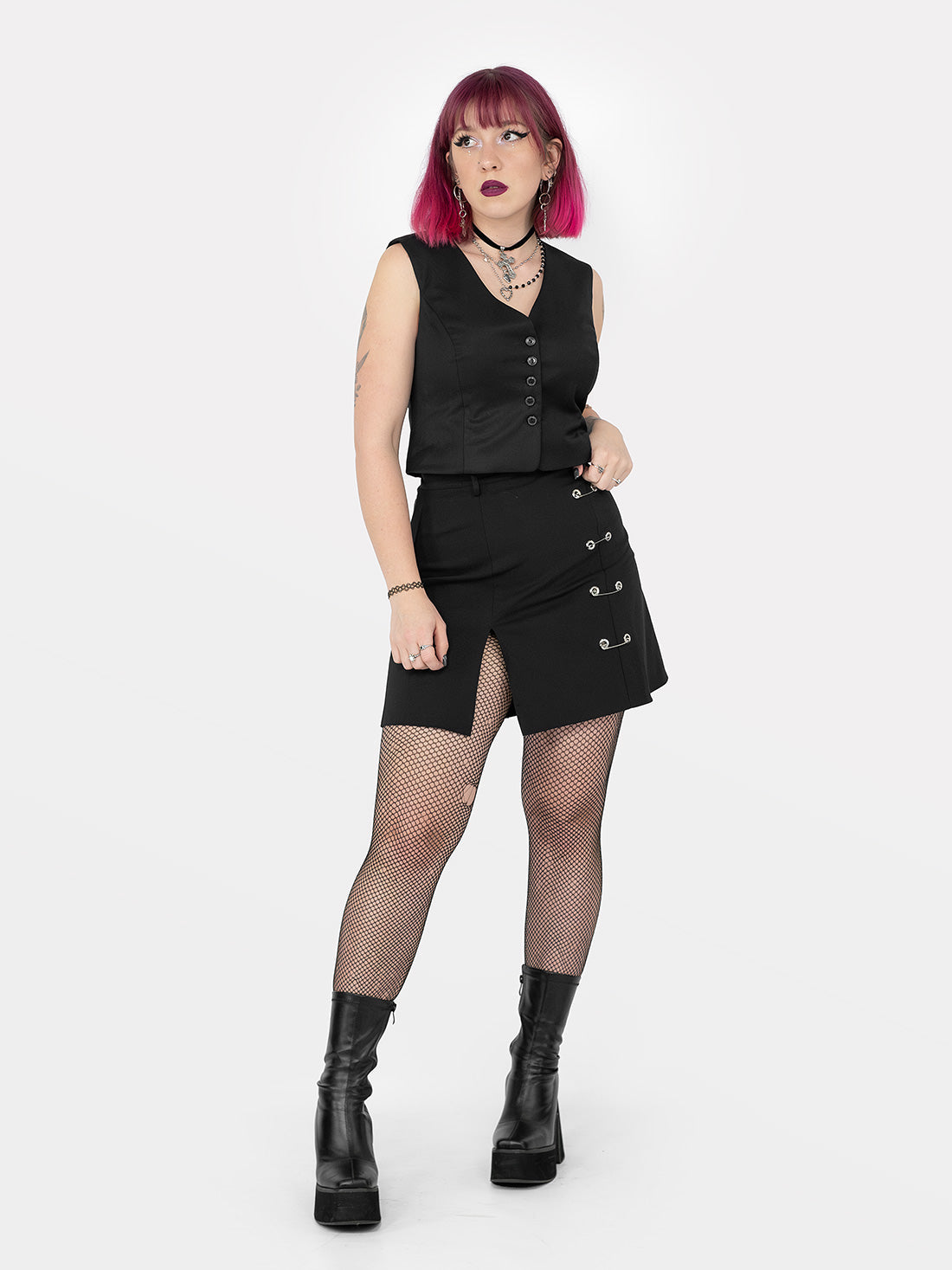 Courtney Safety Pins Mini Skirt