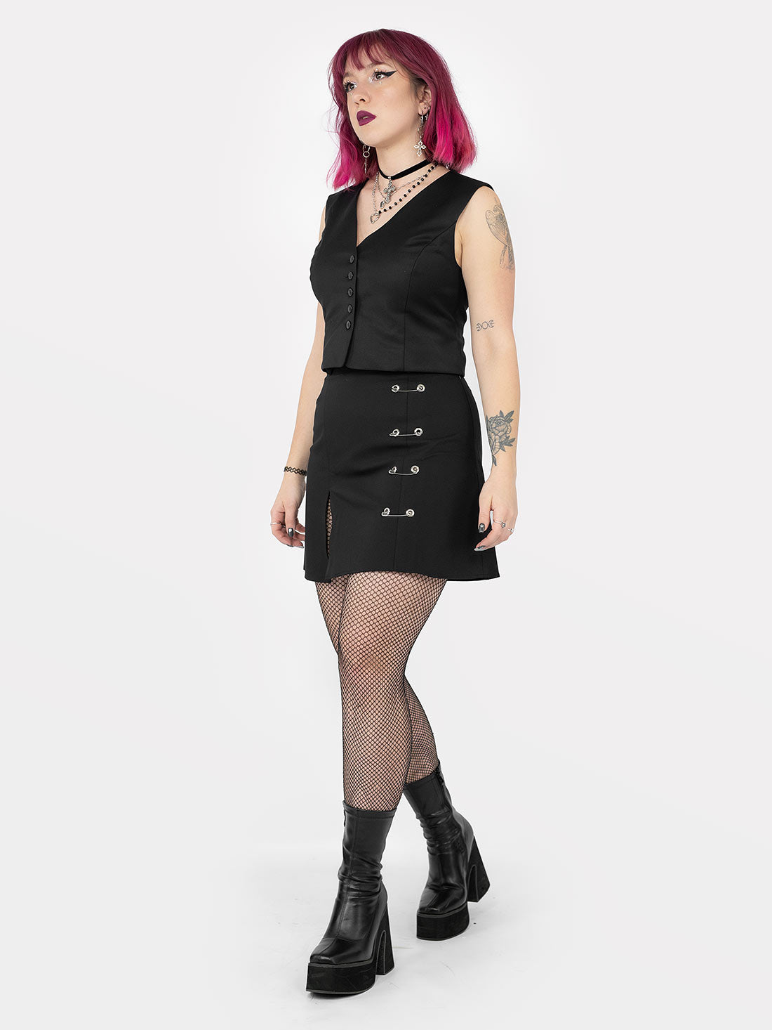 Courtney Safety Pins Mini Skirt