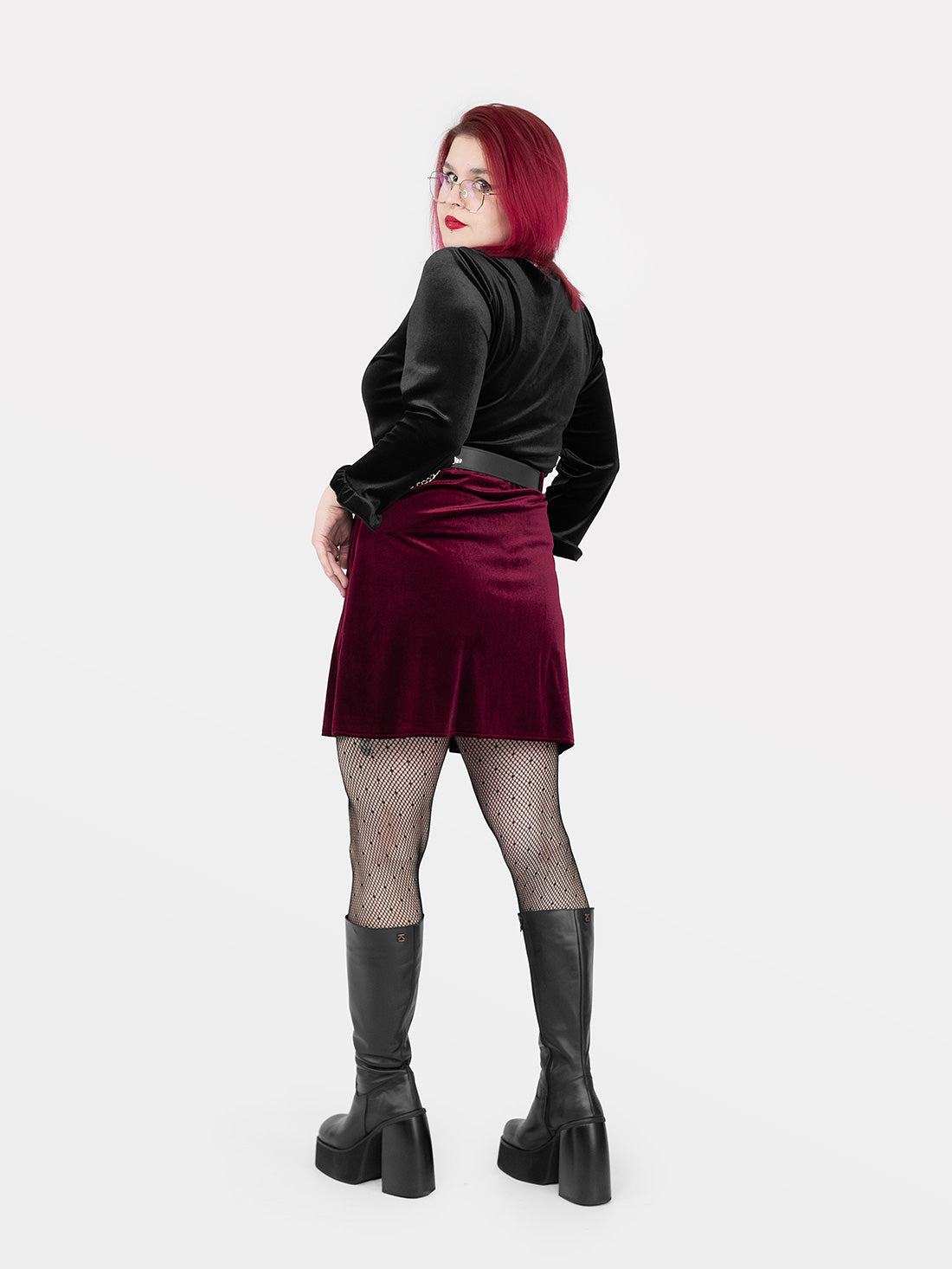 Agony Burgundy Velvet Mini Skirt