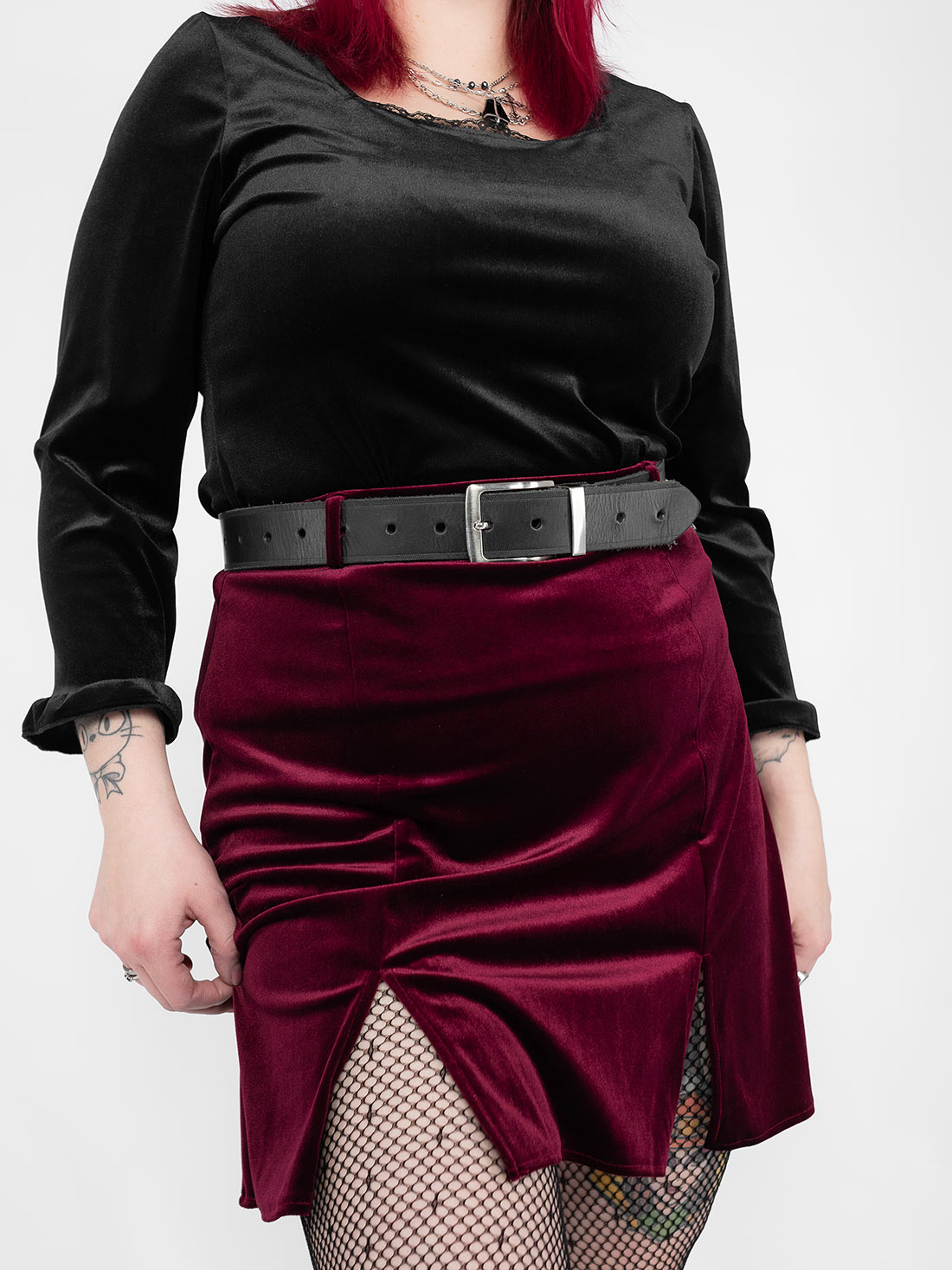 Agony Burgundy Velvet Mini Skirt