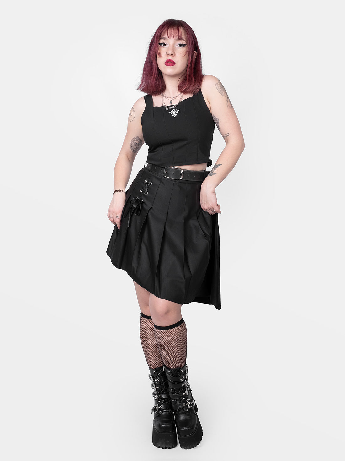 Delilah Pleated Lace Up Skirt
