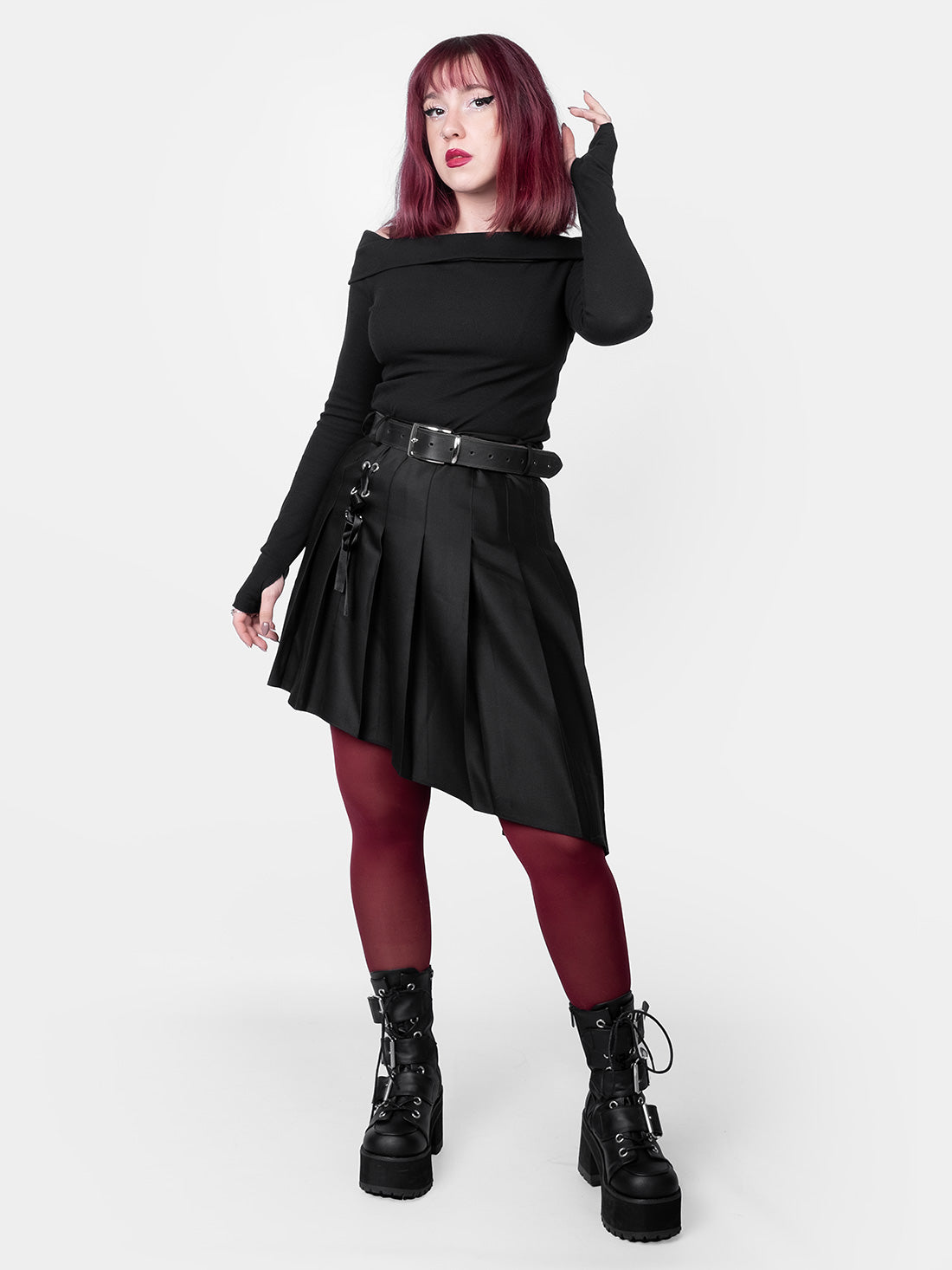 Delilah Pleated Lace Up Skirt