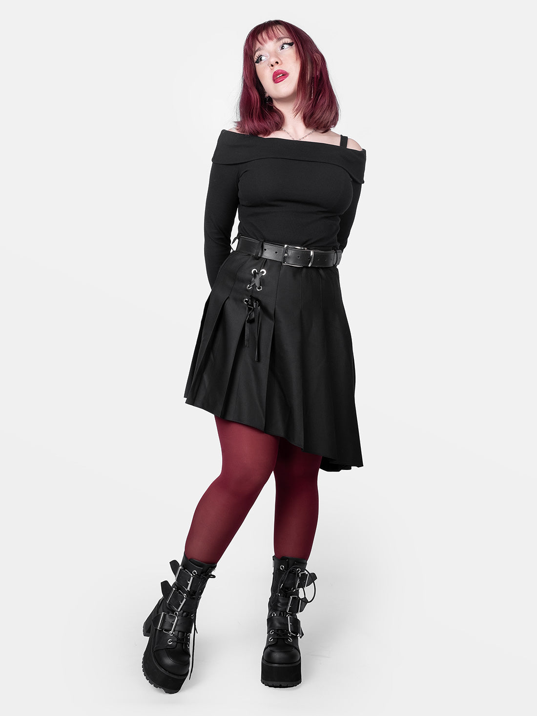 Delilah Pleated Lace Up Skirt