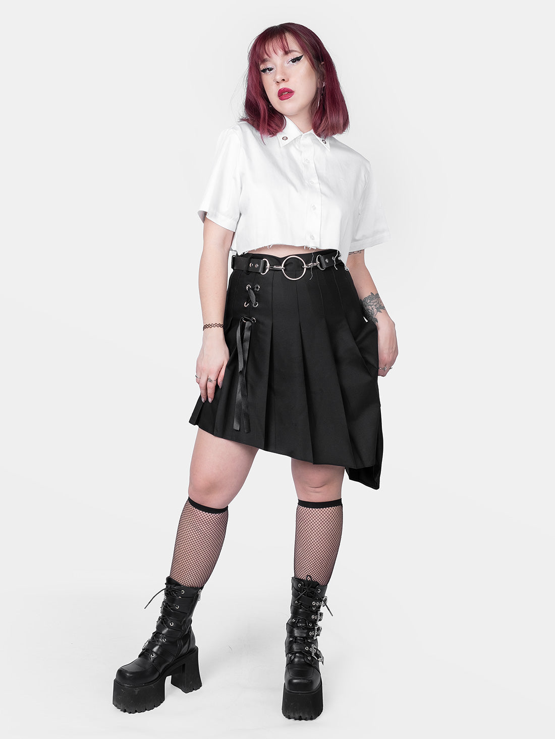 Delilah Pleated Lace Up Skirt