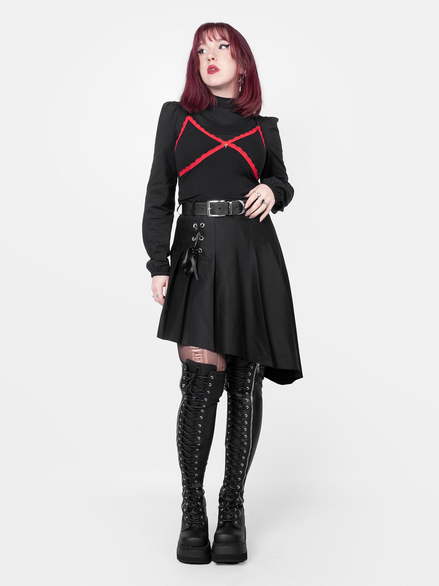 Delilah Pleated Lace Up Skirt
