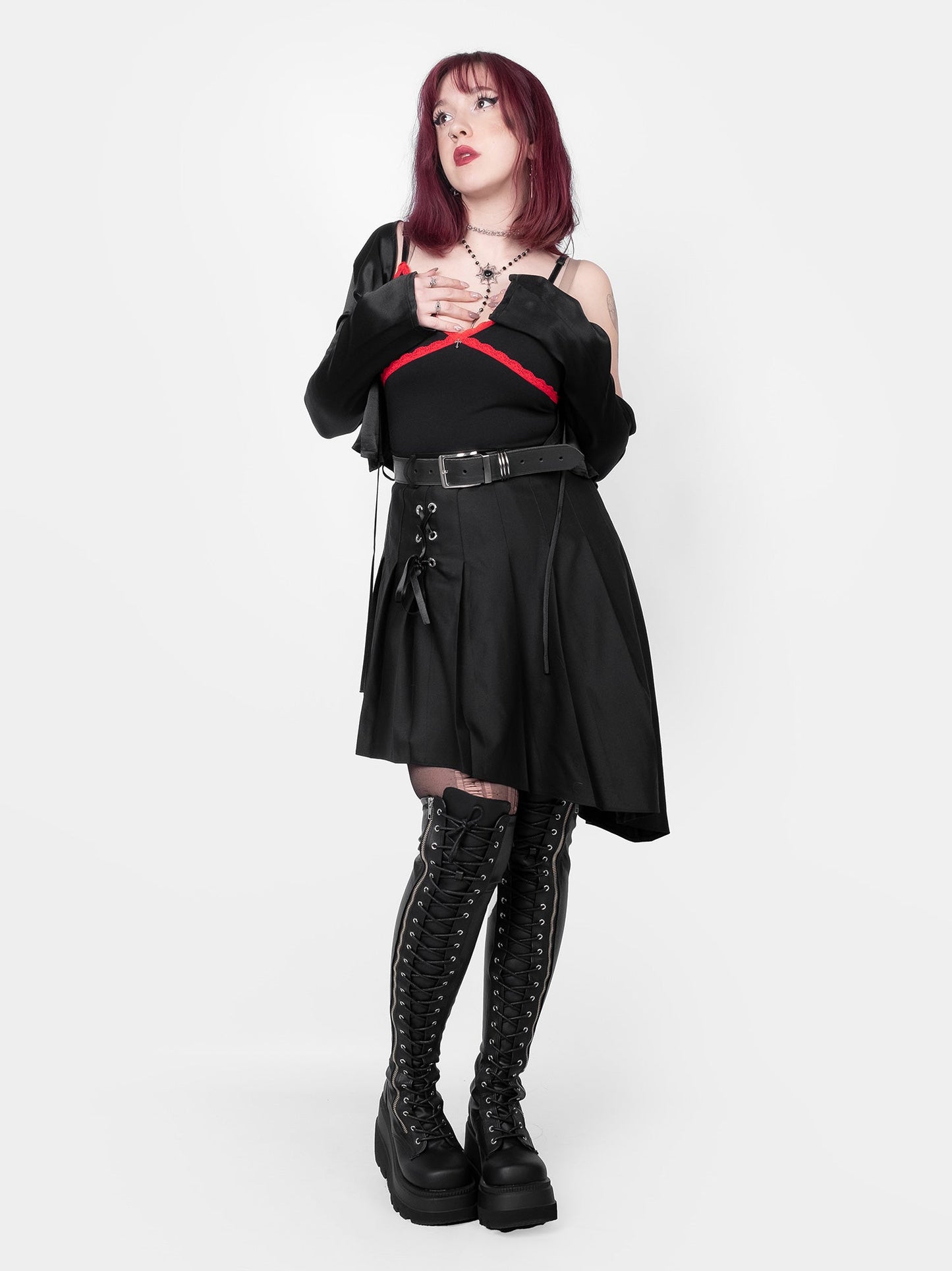 Delilah Pleated Lace Up Skirt