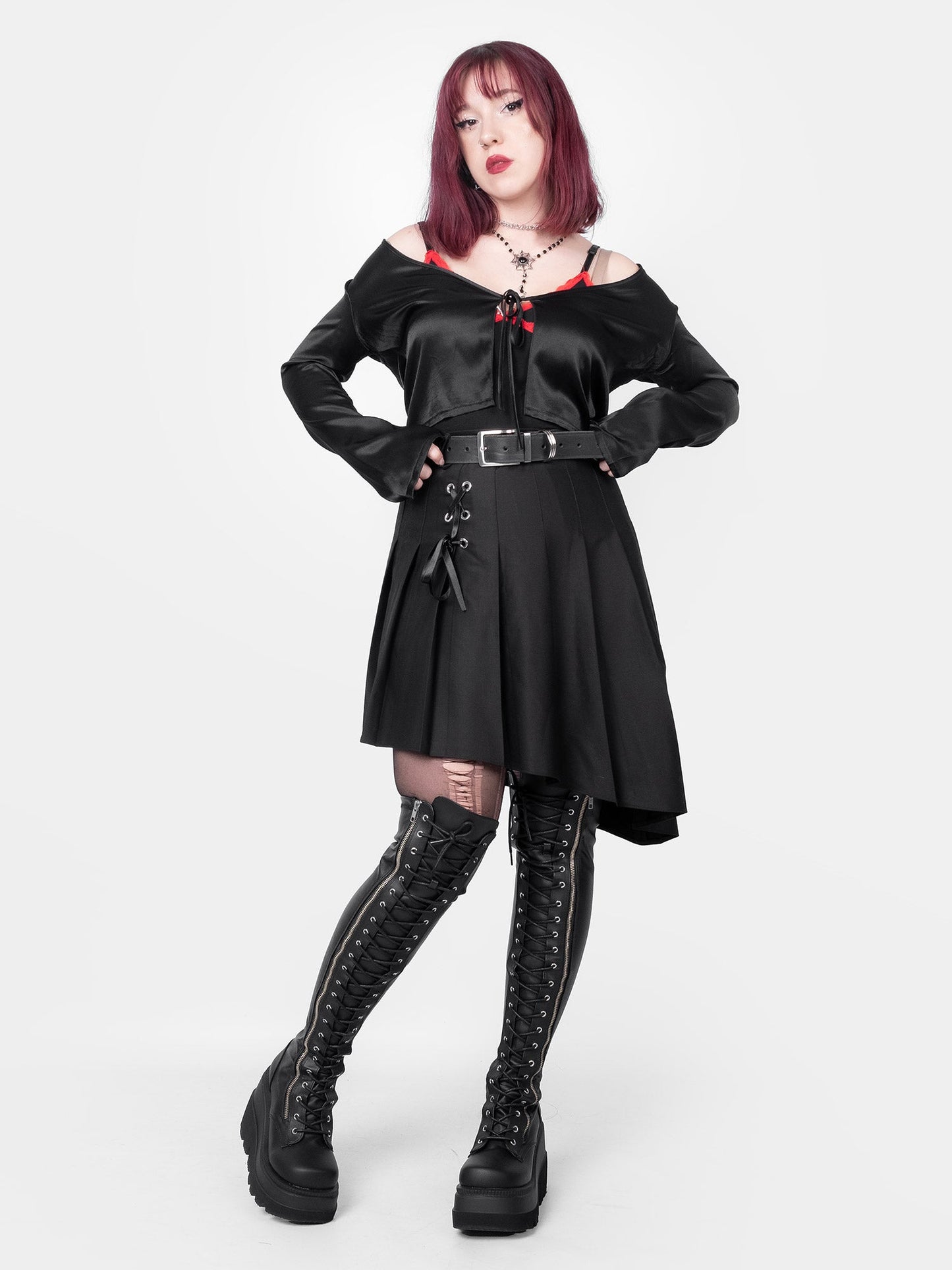Delilah Pleated Lace Up Skirt