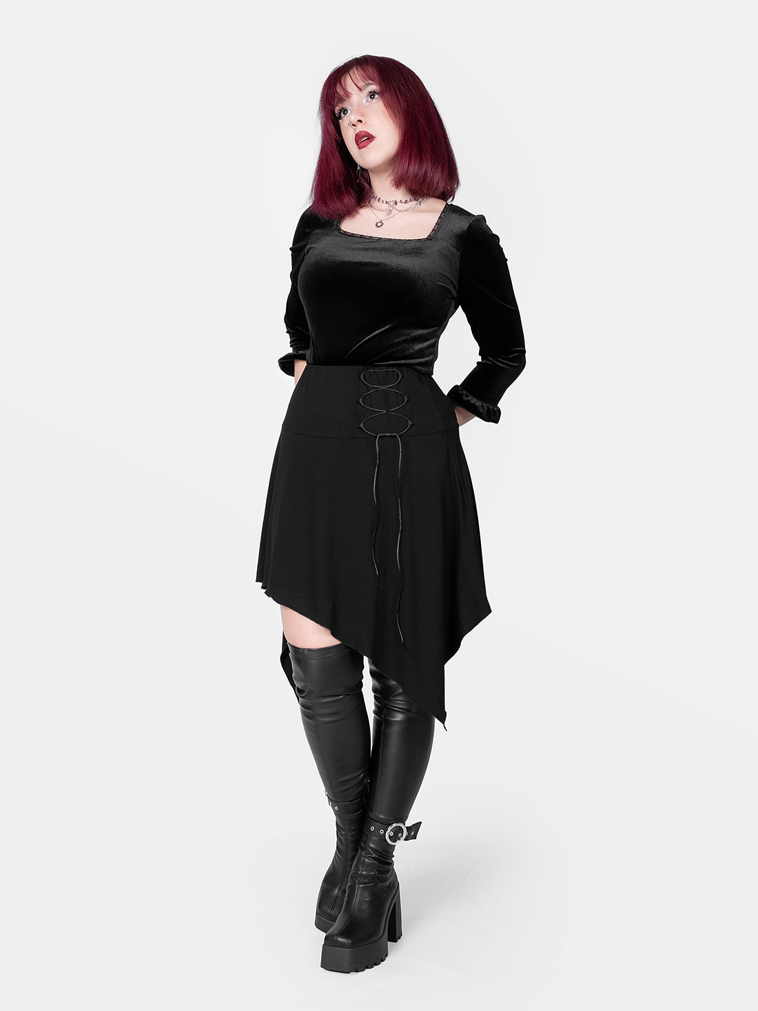 Lilith Asymmetrical Laced Up Skirt