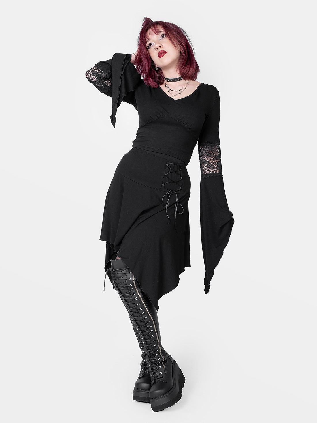 Lilith Asymmetrical Laced Up Skirt