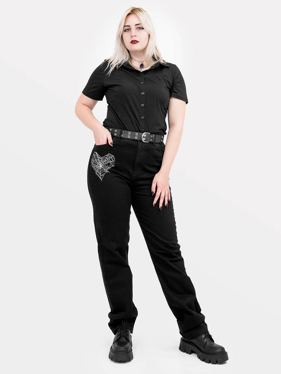 Sinister Straight Leg Embroidered Jeans