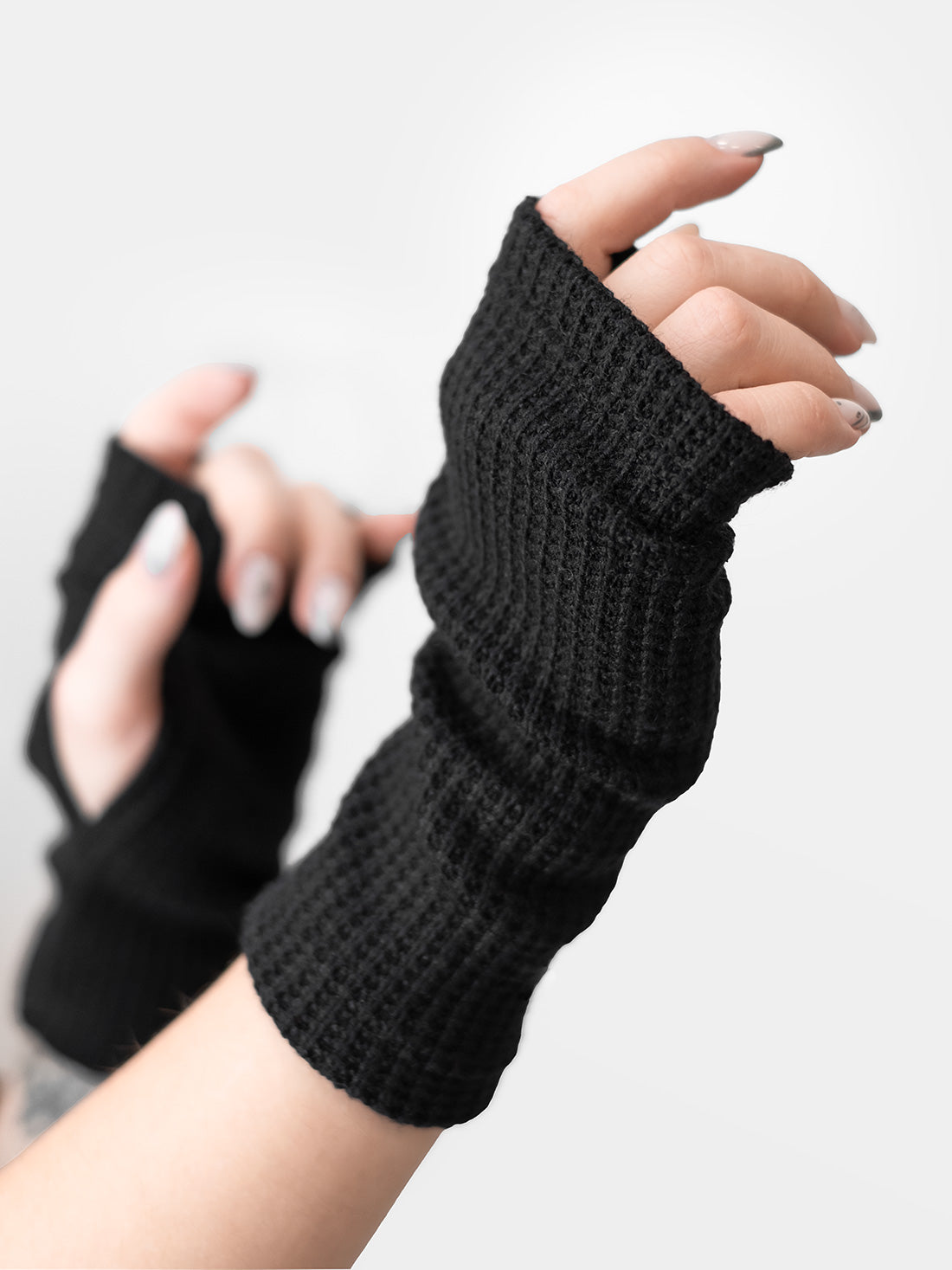 Black Knitted Mittens
