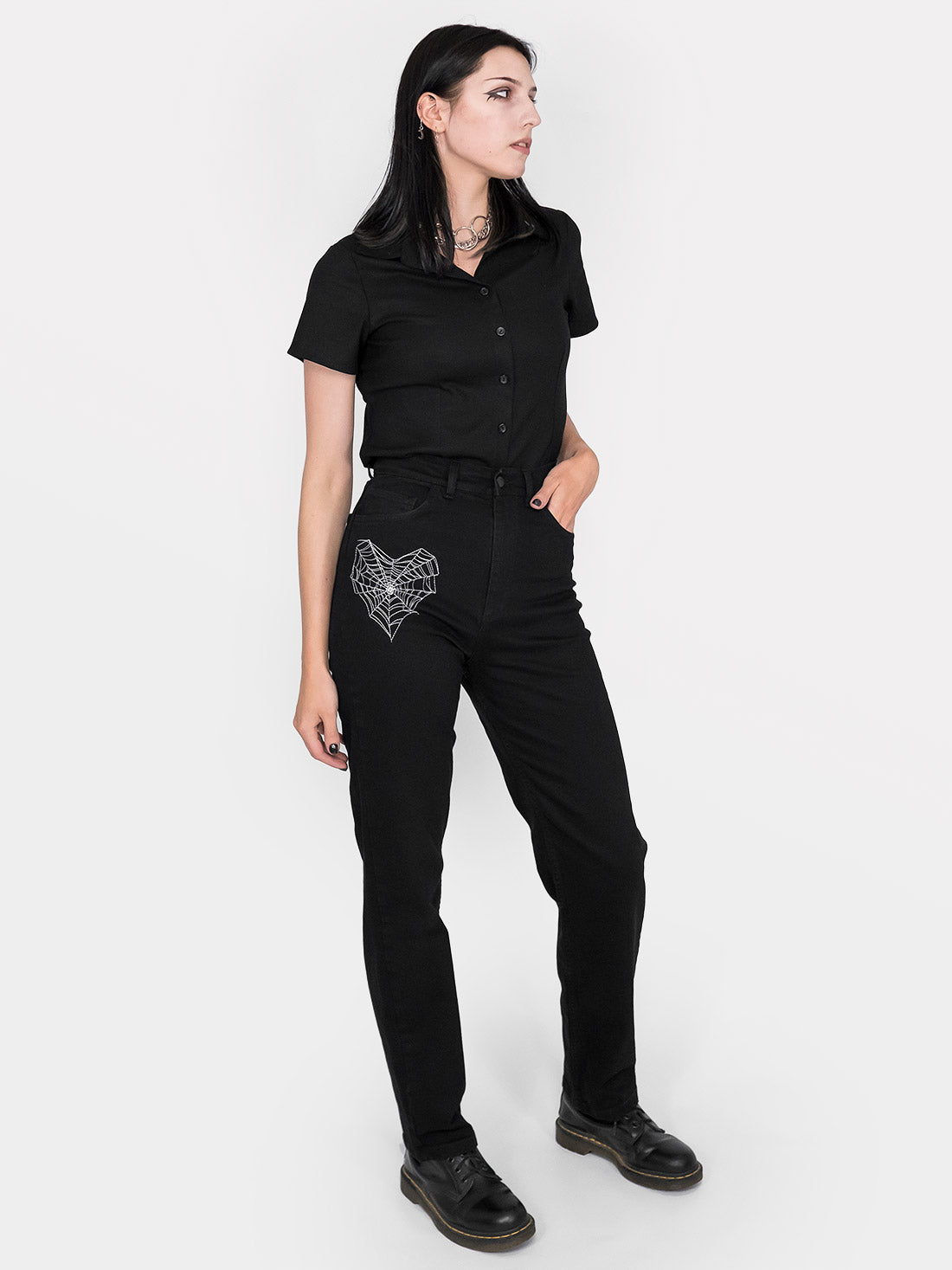 Sinister Straight Leg Embroidered Jeans