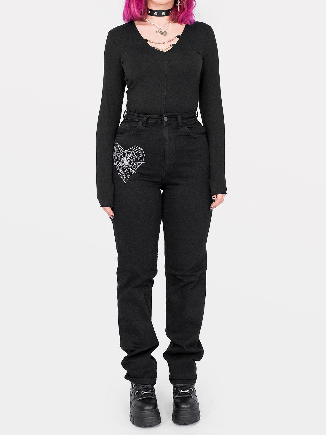 Sinister Straight Leg Embroidered Jeans