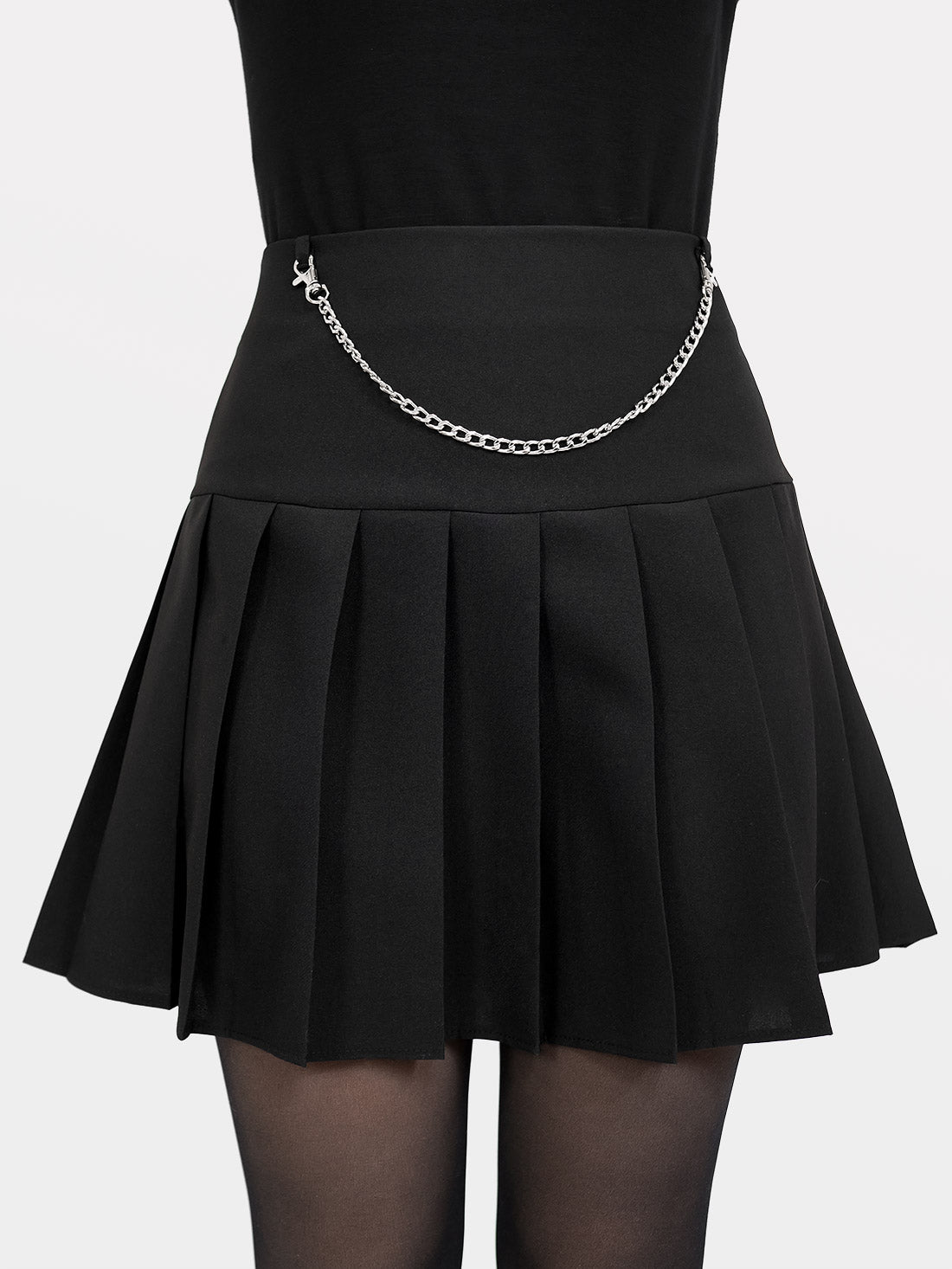 Black Pleated Chain Skirt