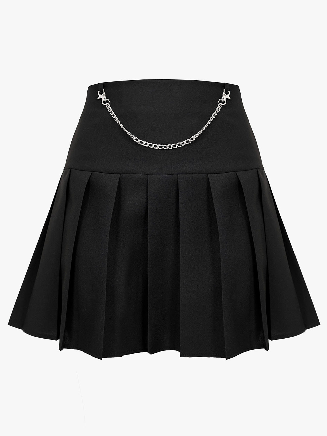 Black Pleated Chain Skirt