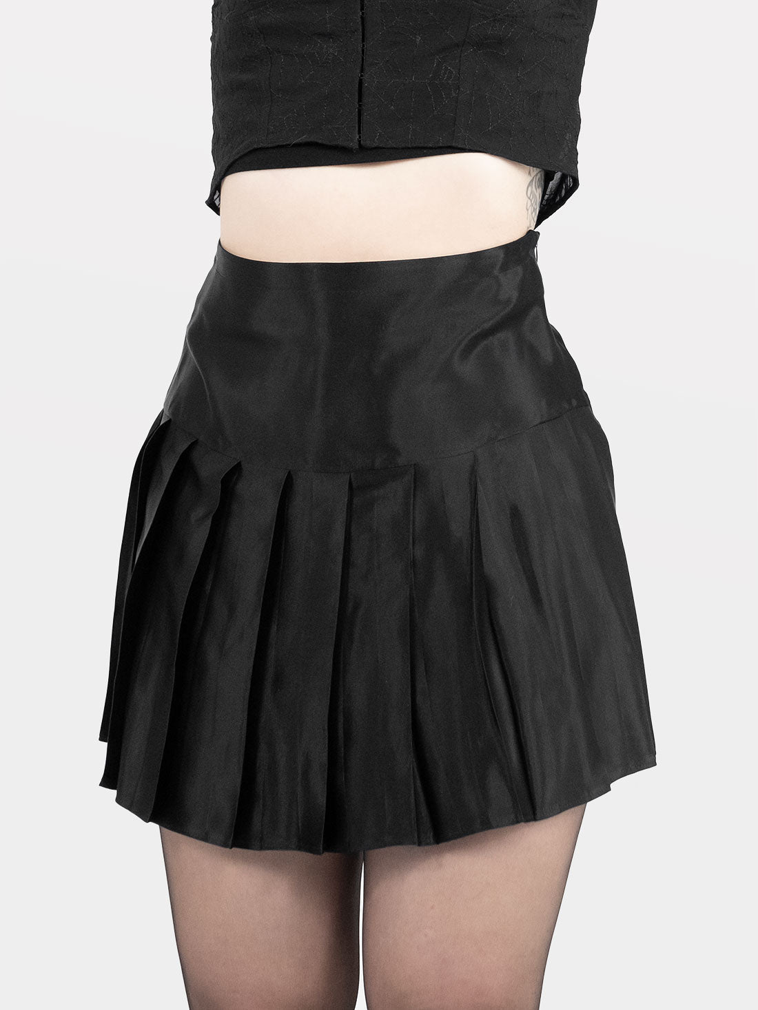 Satin Pleated Mini Skirt