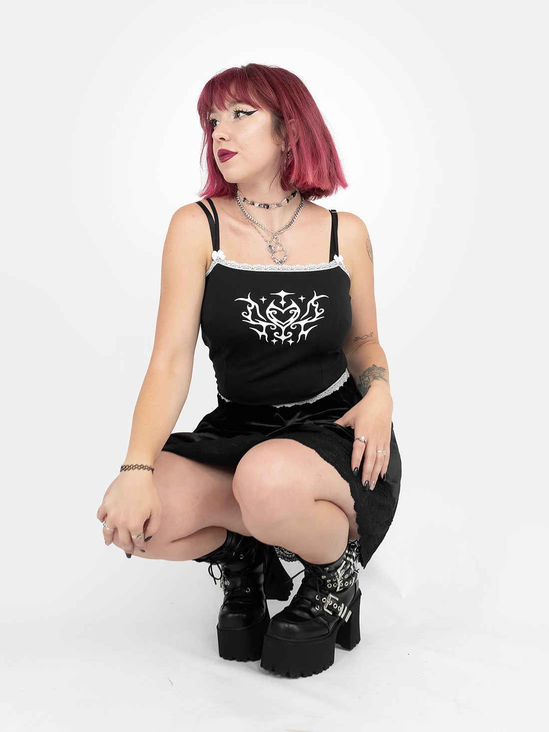 Absinthe Black Top With Lace