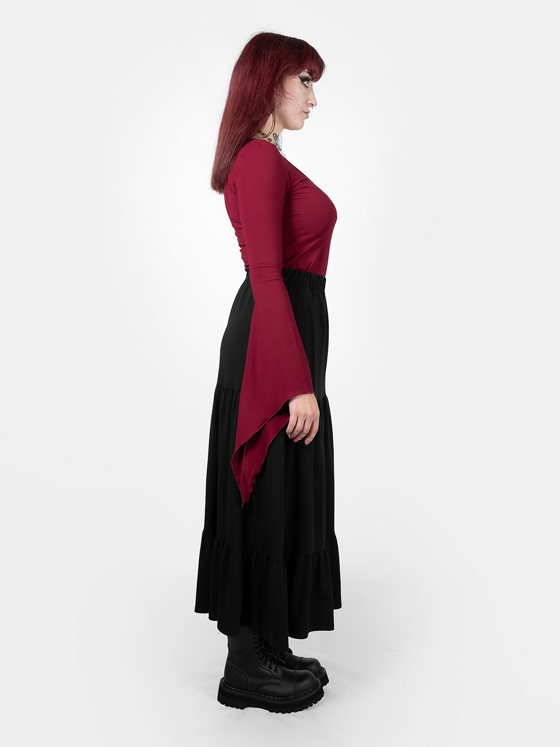 Burgundy Wisteria Bell Sleeve Top