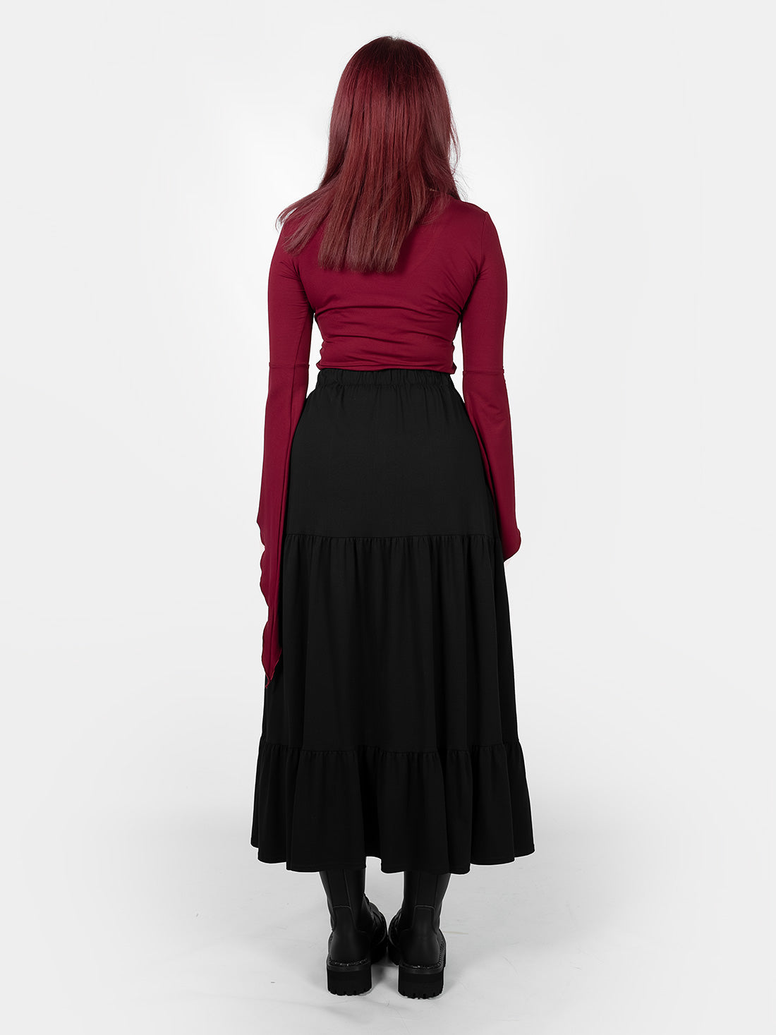Burgundy Wisteria Bell Sleeve Top