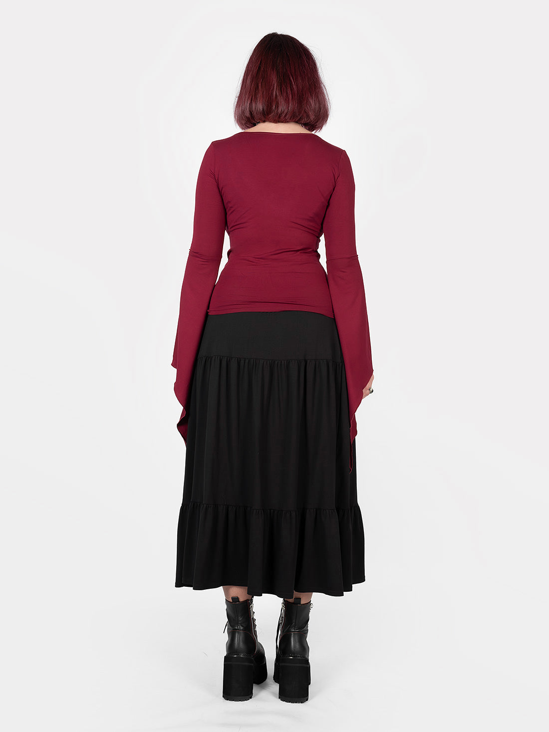 Burgundy Wisteria Bell Sleeve Top