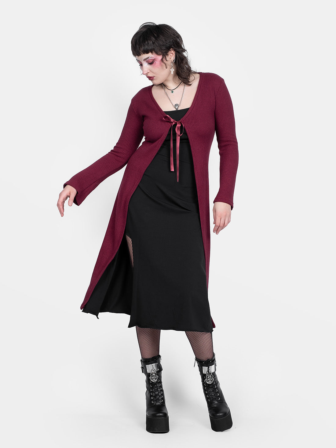 Rhiannon Burgundy Long Cardigan