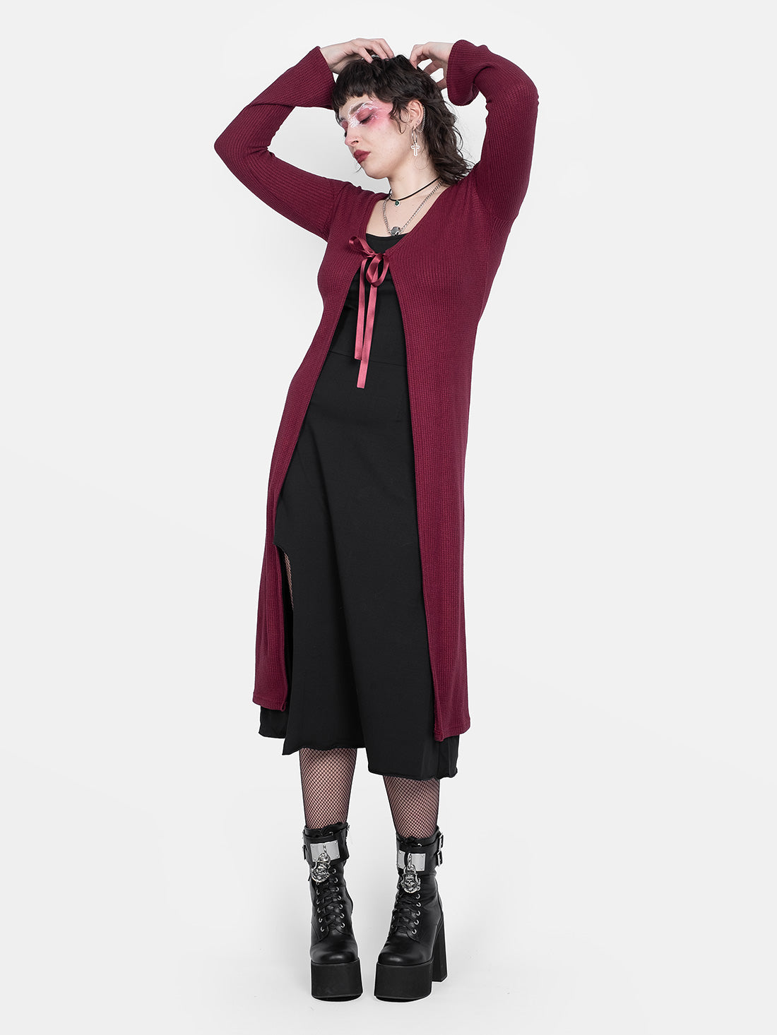 Rhiannon Burgundy Long Cardigan