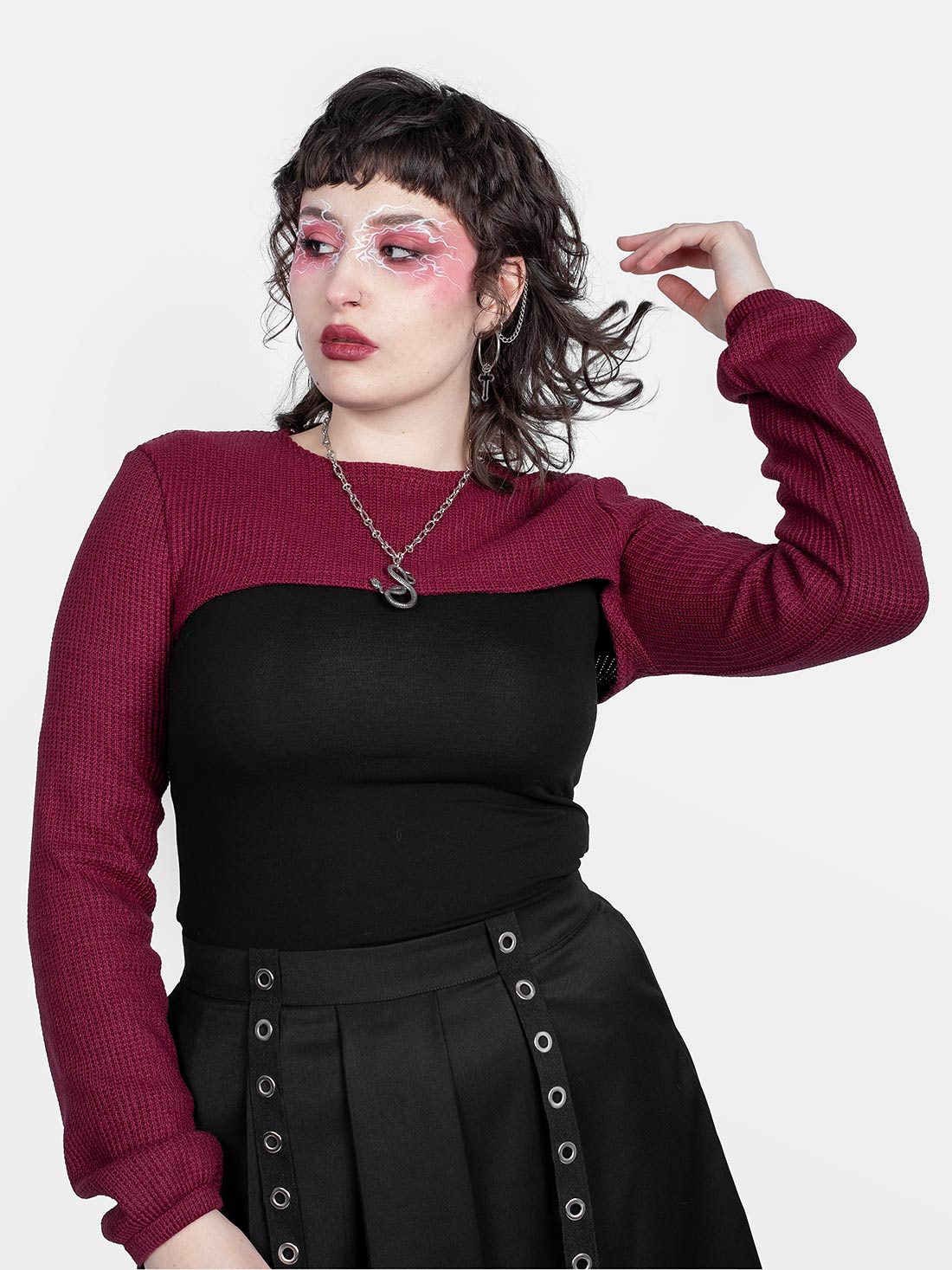 Ingrid Burgundy Knitted Shrug