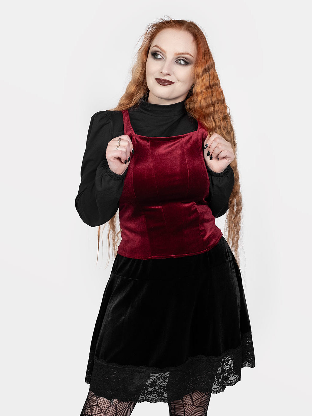 Conjure Burgundy Velvet Corset Top