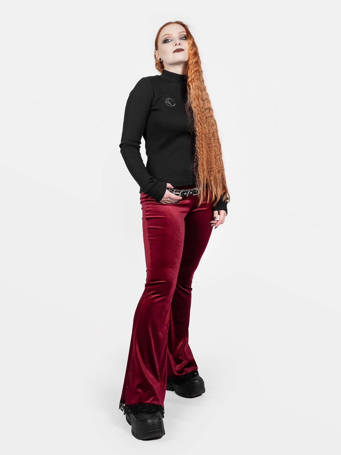 Sempre Burgundy Velvet Flares