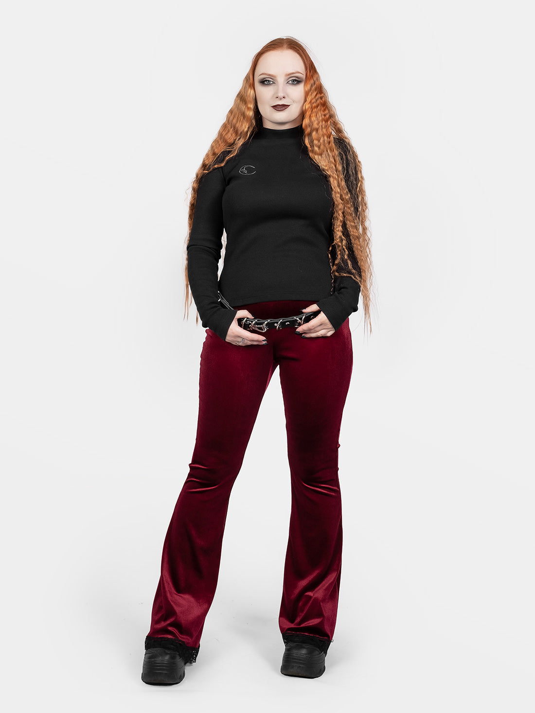 Sempre Burgundy Velvet Flares