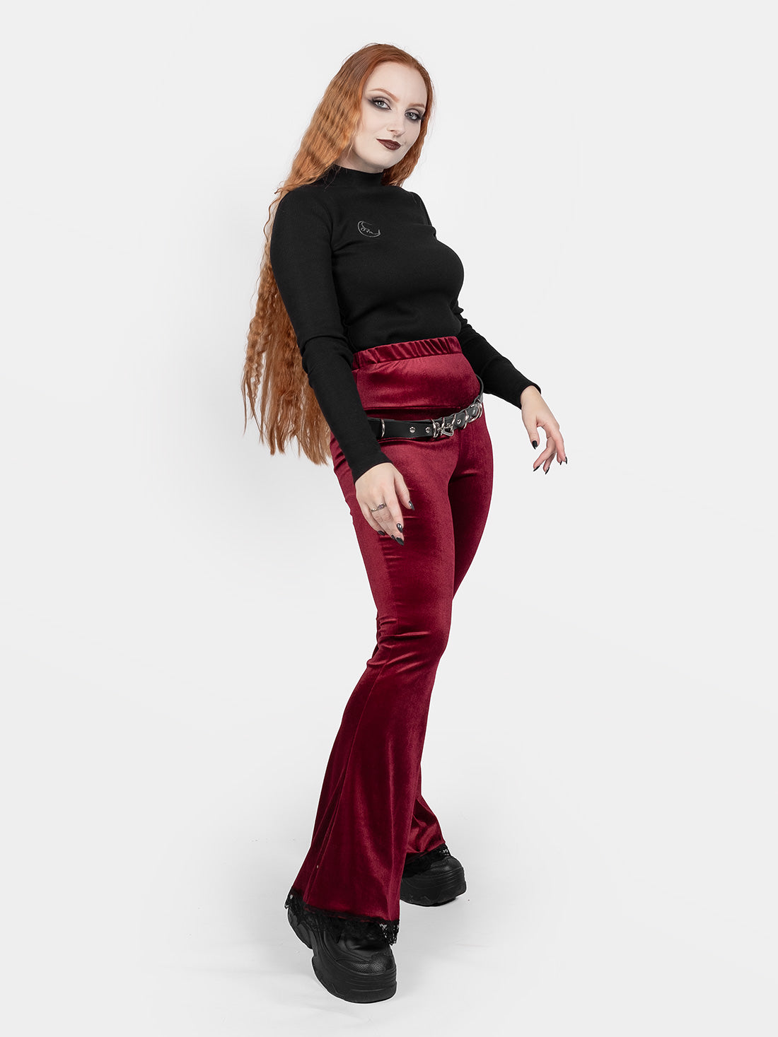 Sempre Burgundy Velvet Flares