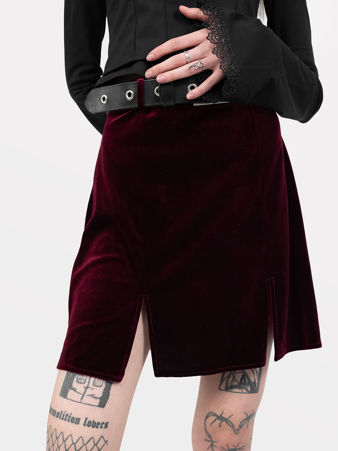 Agony Burgundy Velvet Mini Skirt