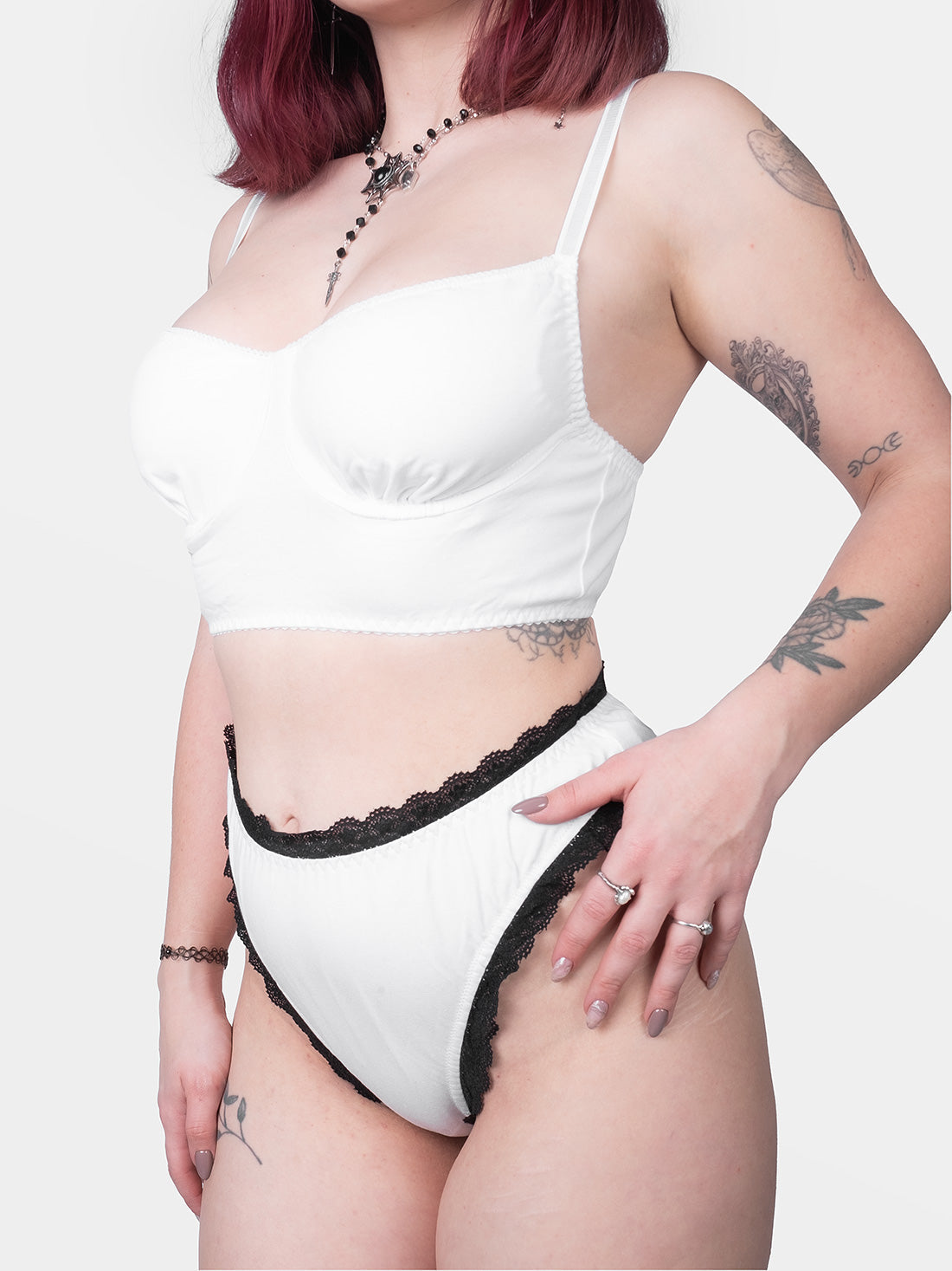 Charm White Organic Cotton White High Leg Panties