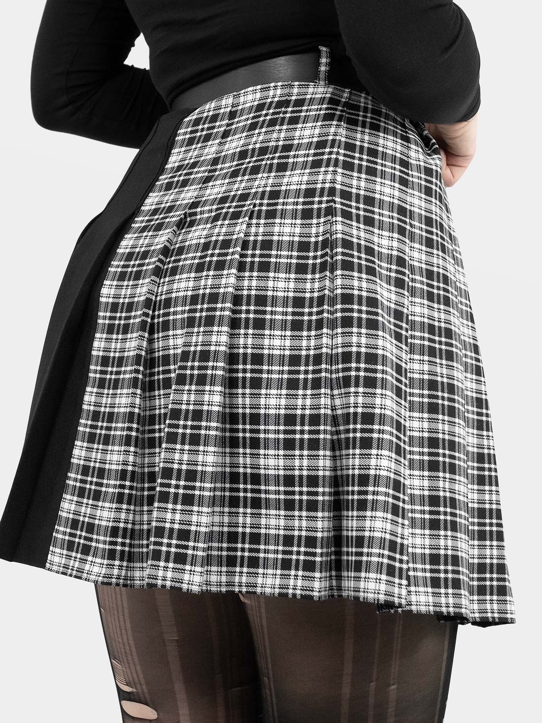 Contrast Plaid Tennis Skirt