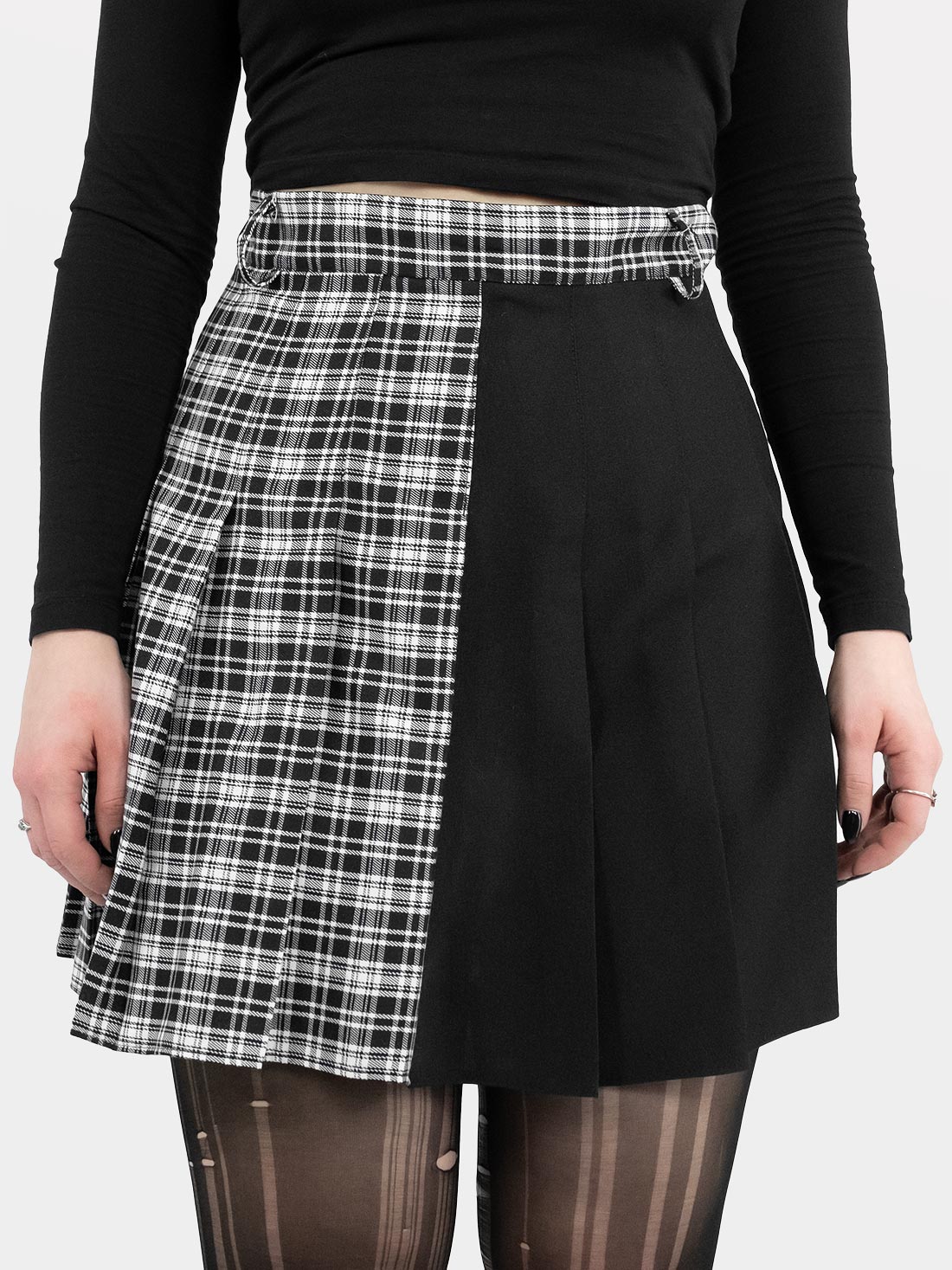Contrast Plaid Tennis Skirt
