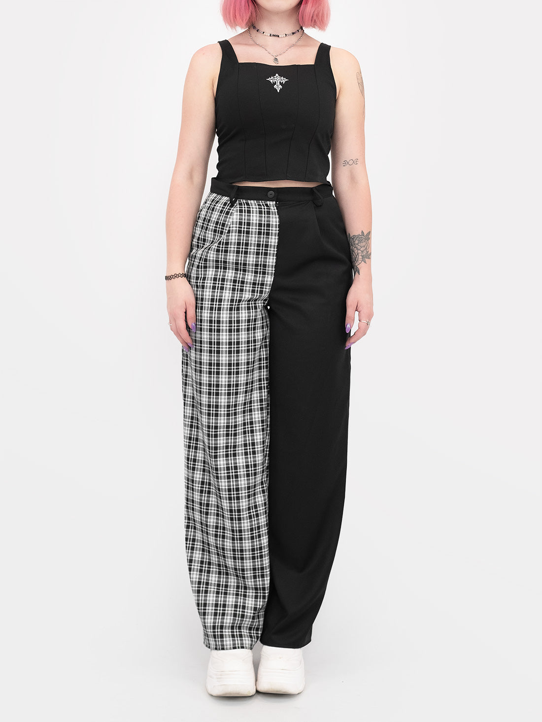 Dogma Straight Leg Contrast Plaid Trousers