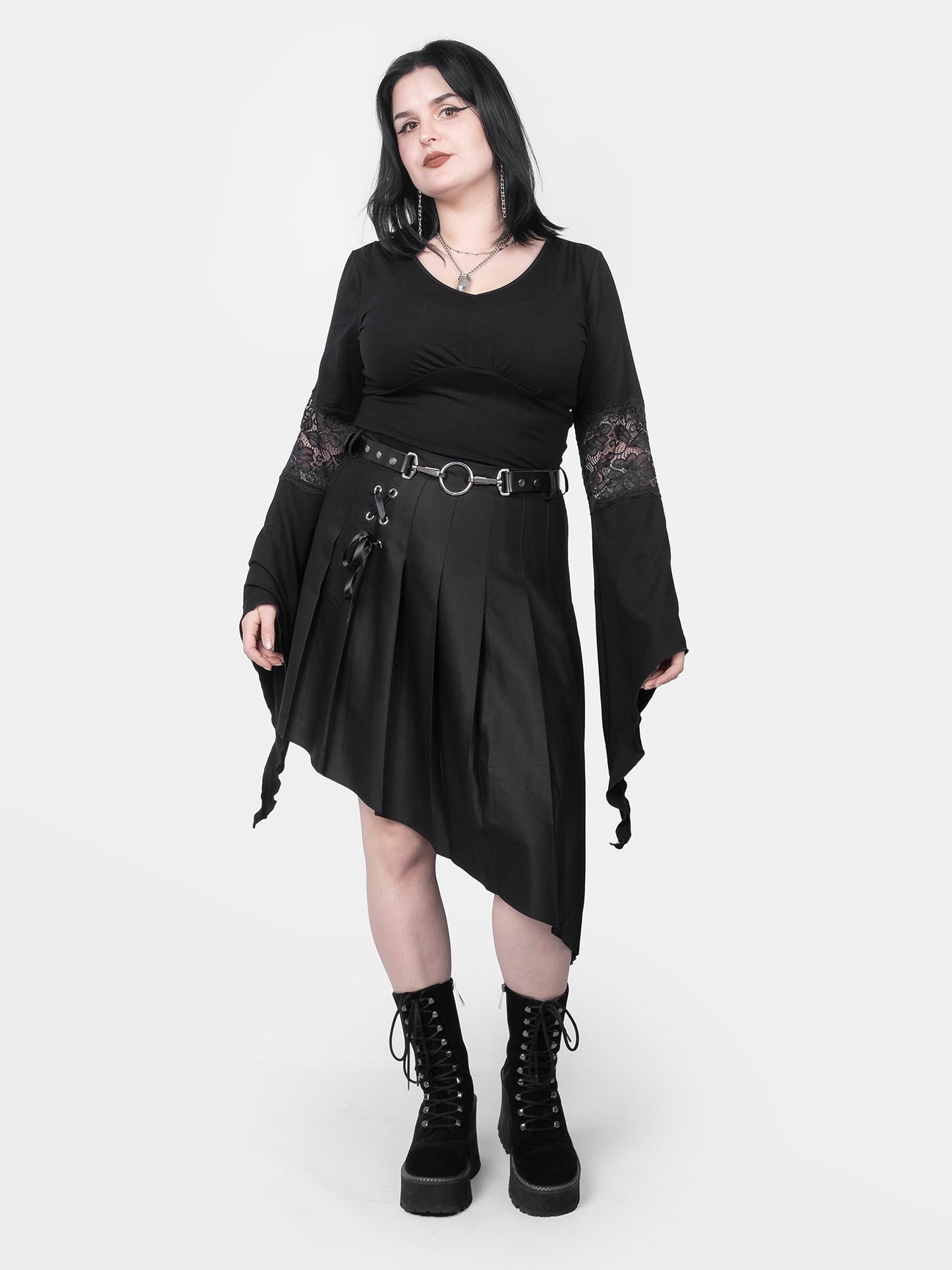 Delilah Pleated Lace Up Skirt