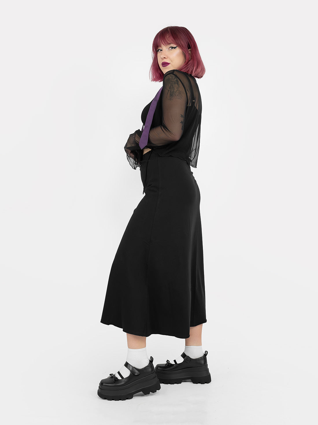Demeter Black Slit Midi Skirt