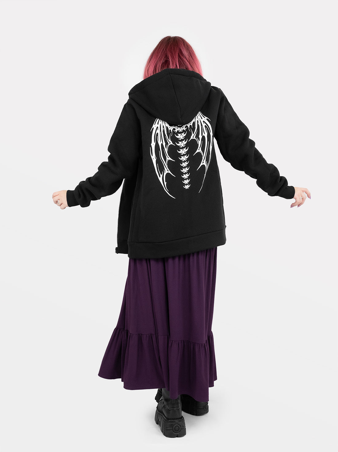 Demon Wings Zipped Organic Cotton Hoodie