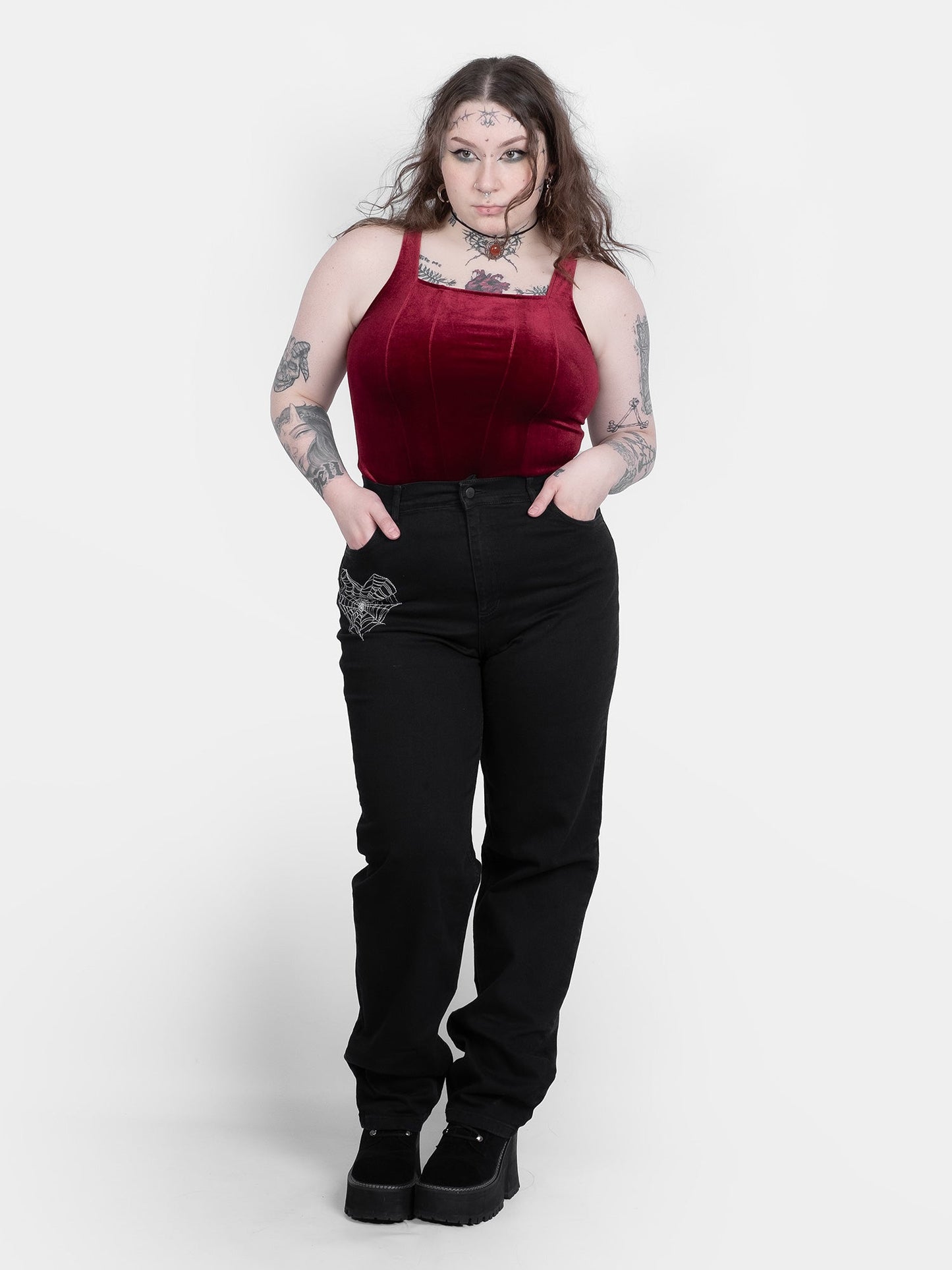 Sinister Straight Leg Embroidered Jeans