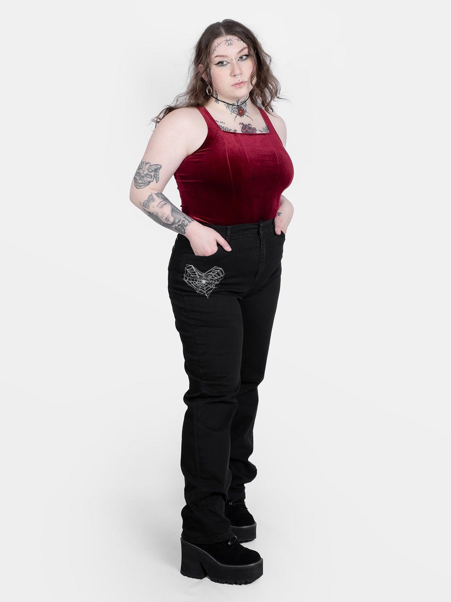 Sinister Straight Leg Embroidered Jeans