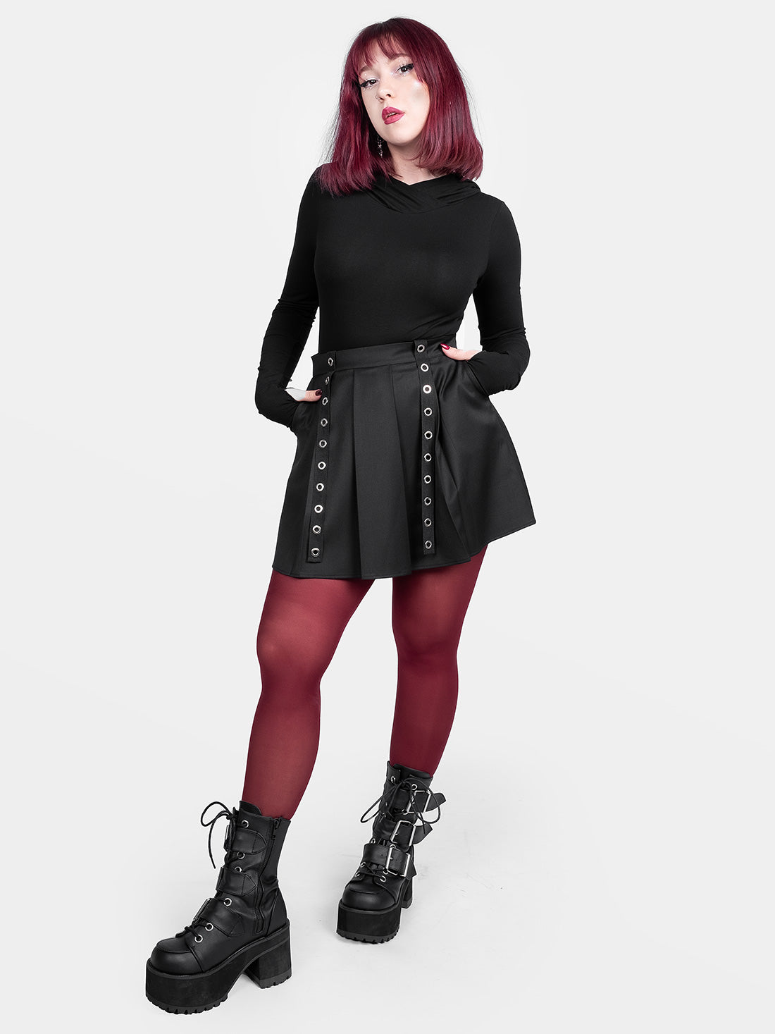 Abyss Eyelets Pleated Mini Skirt