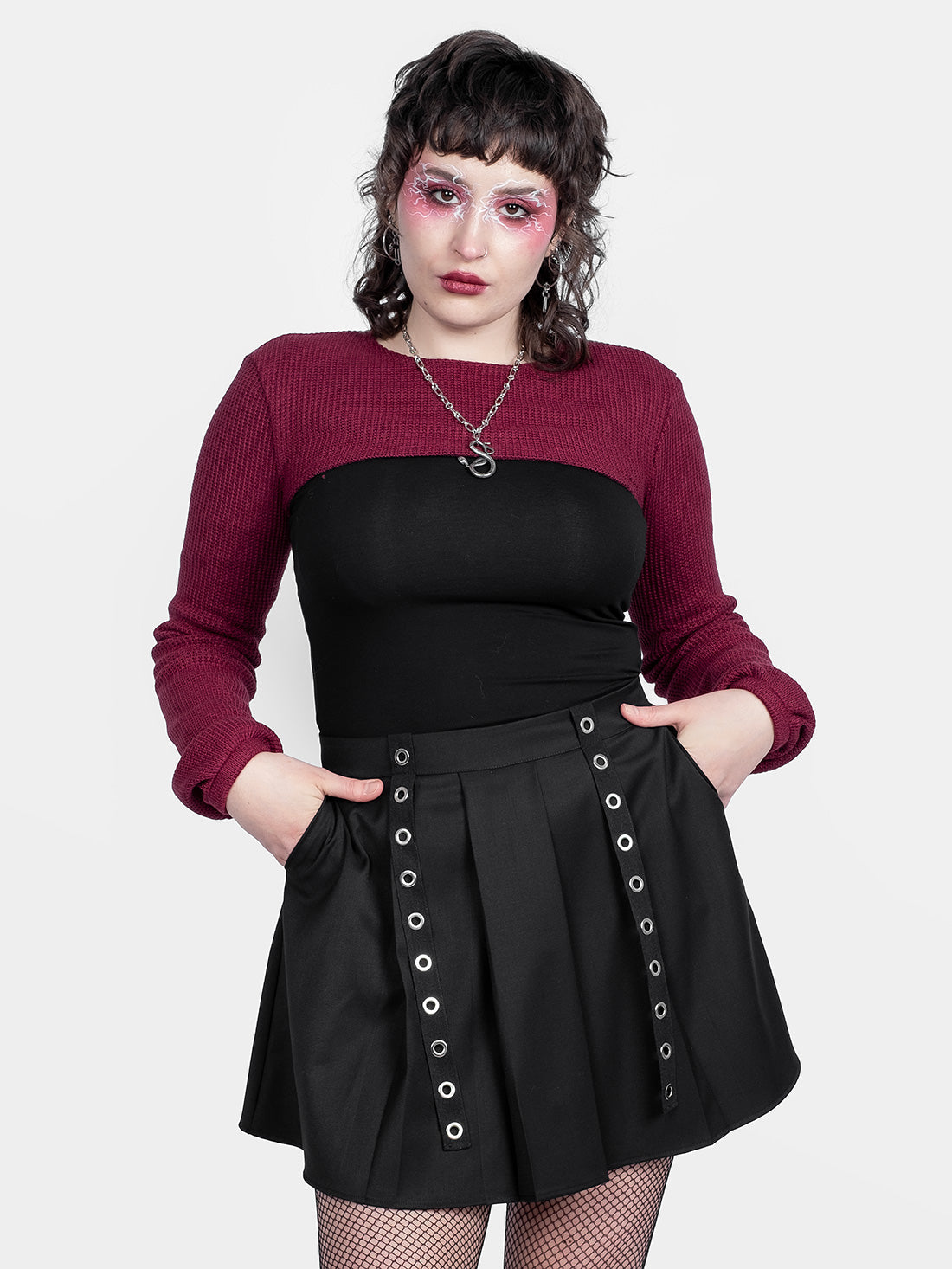 Abyss Eyelets Pleated Mini Skirt