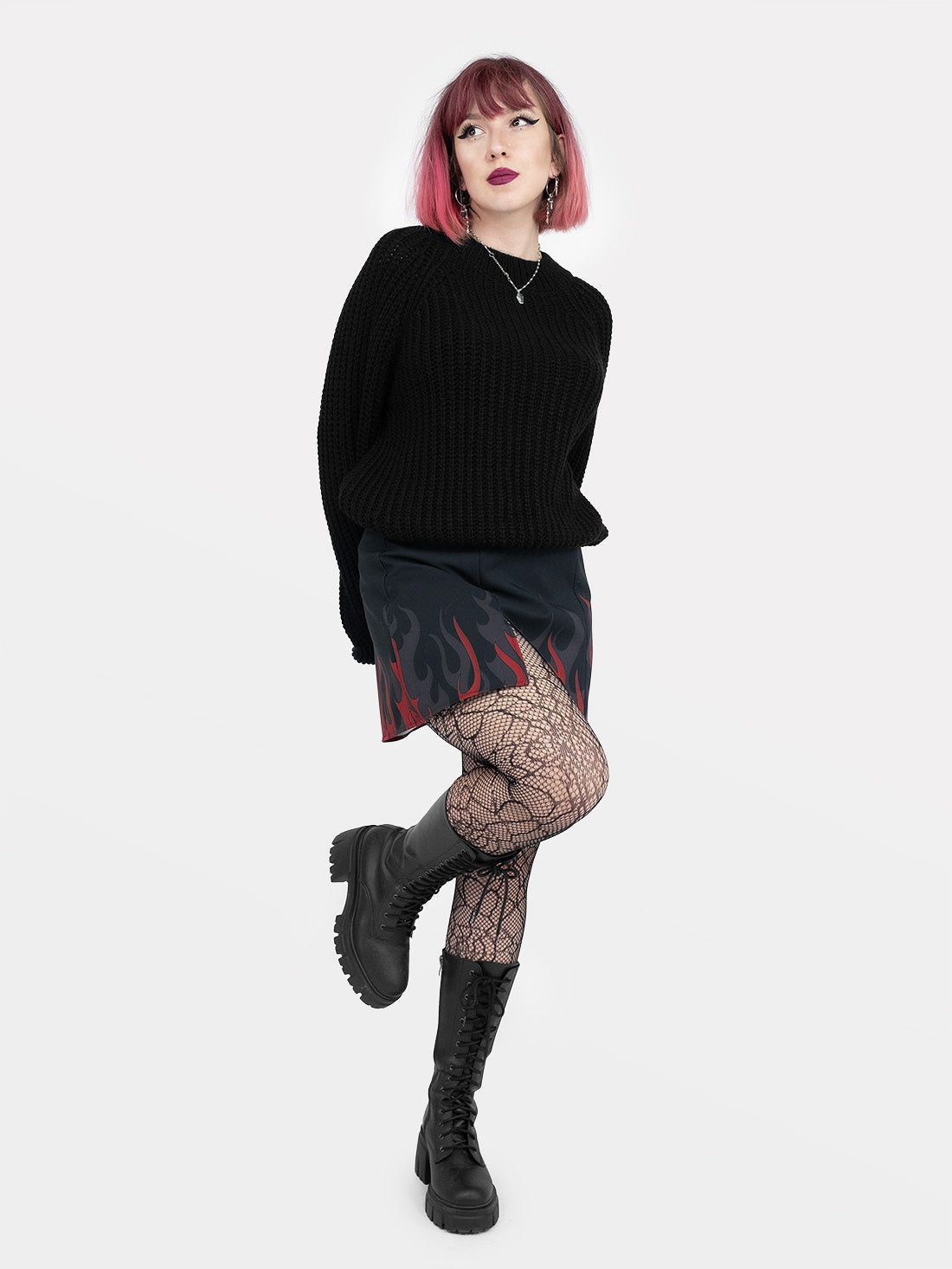 Coven Flames Slit Mini Skirt