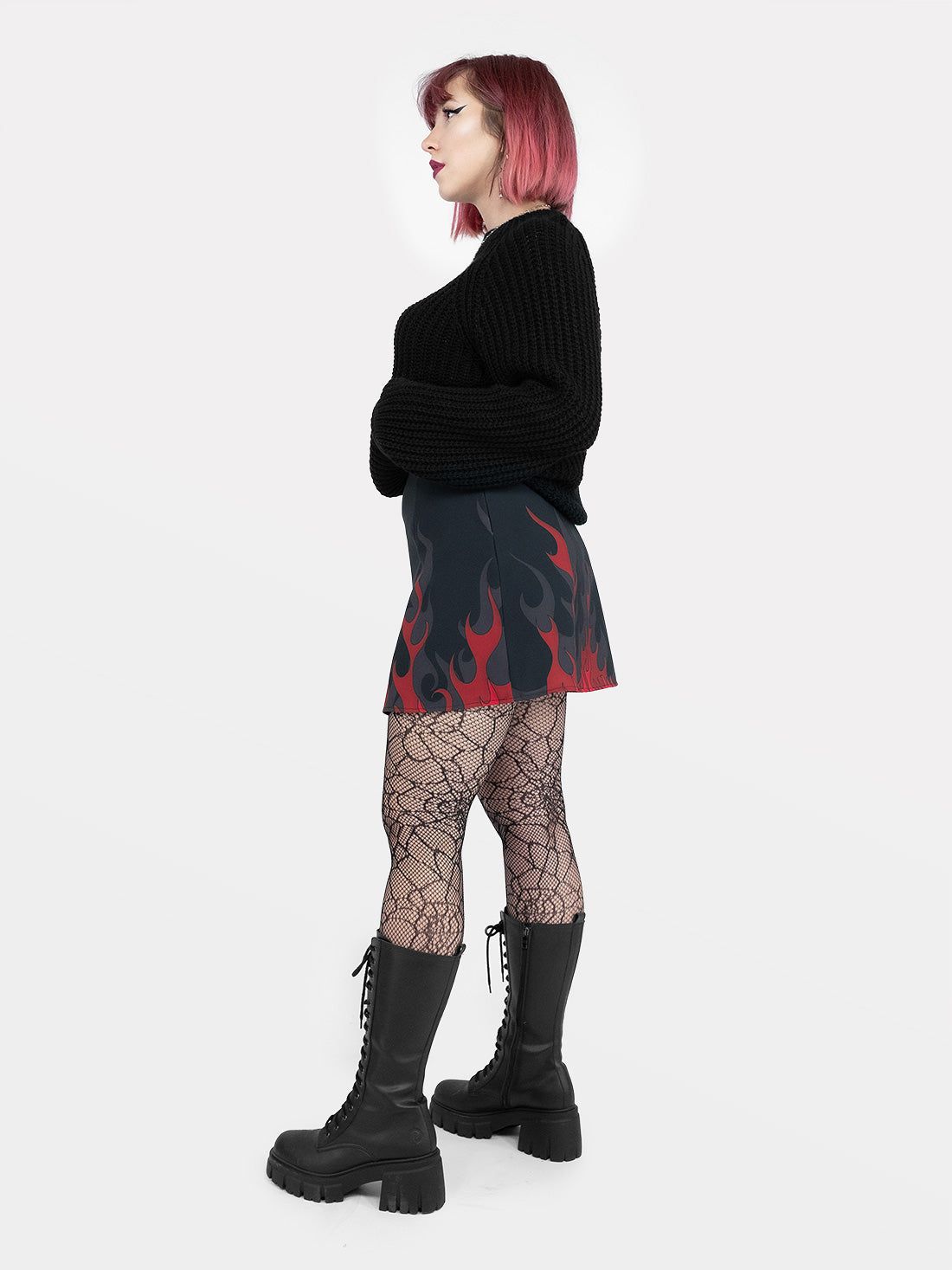 Coven Flames Slit Mini Skirt