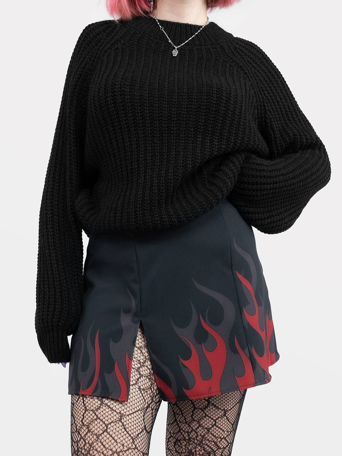 Coven Flames Slit Mini Skirt